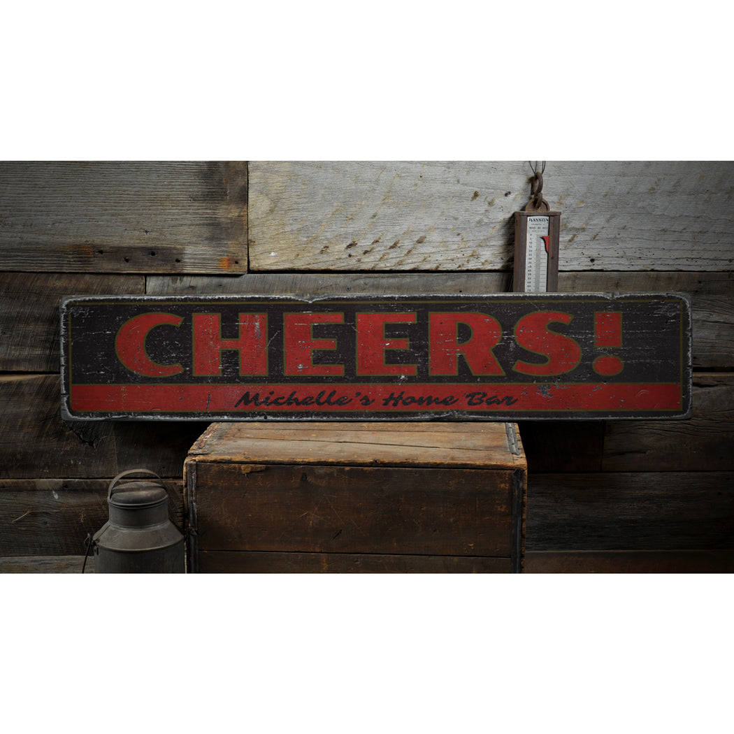 Cheers Rustic Wood Sign