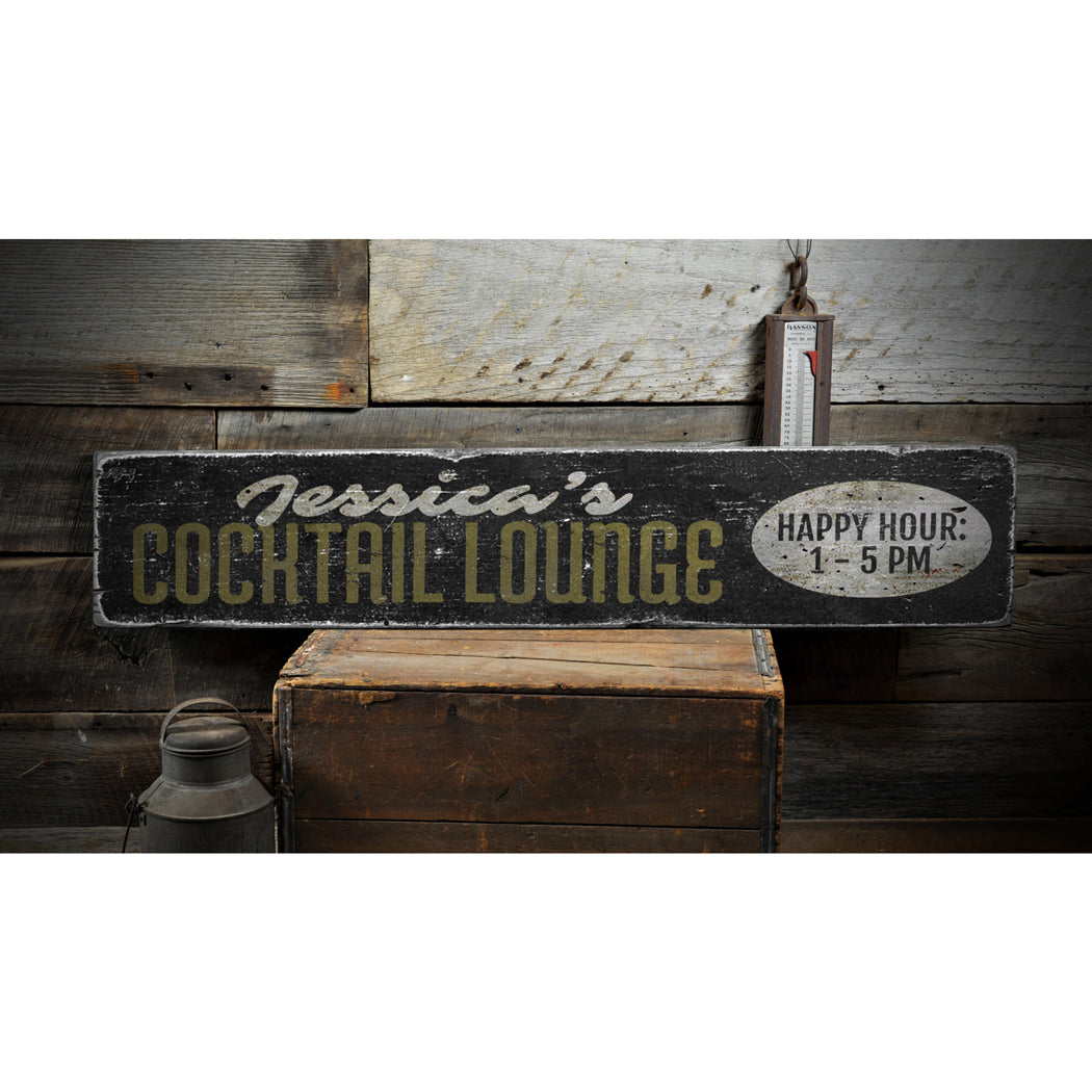 Cocktail Lounge Rustic Wood Sign