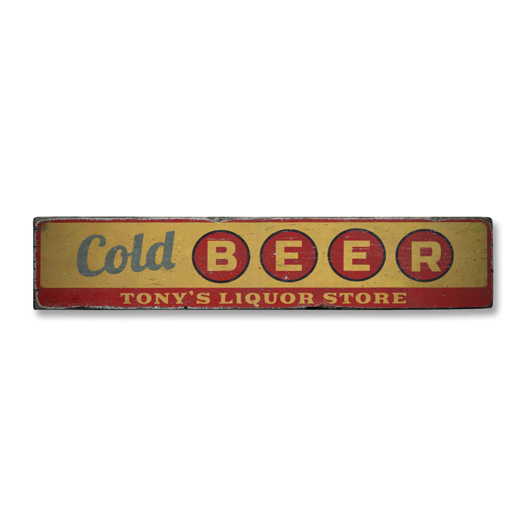 Cold Beer Rustic Wood Sign