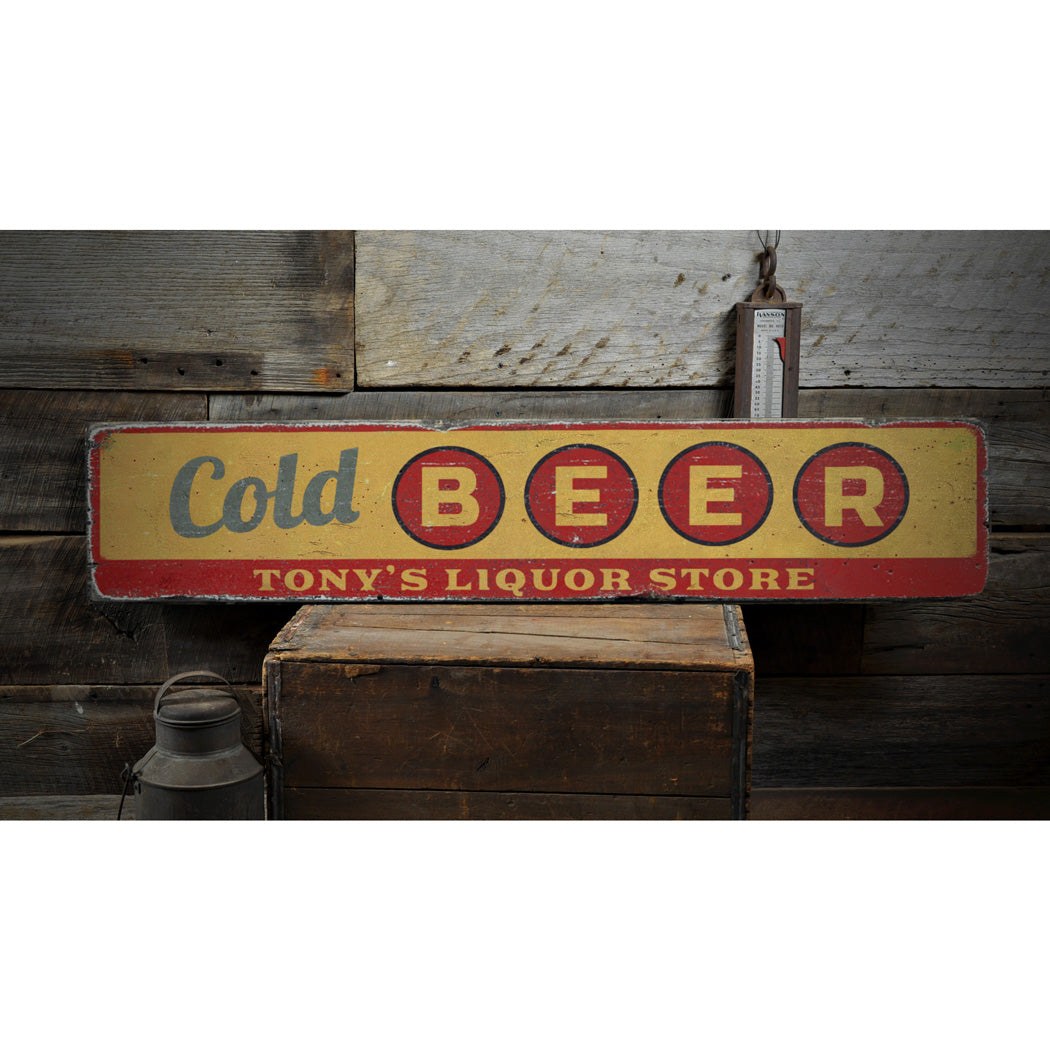 Cold Beer Rustic Wood Sign