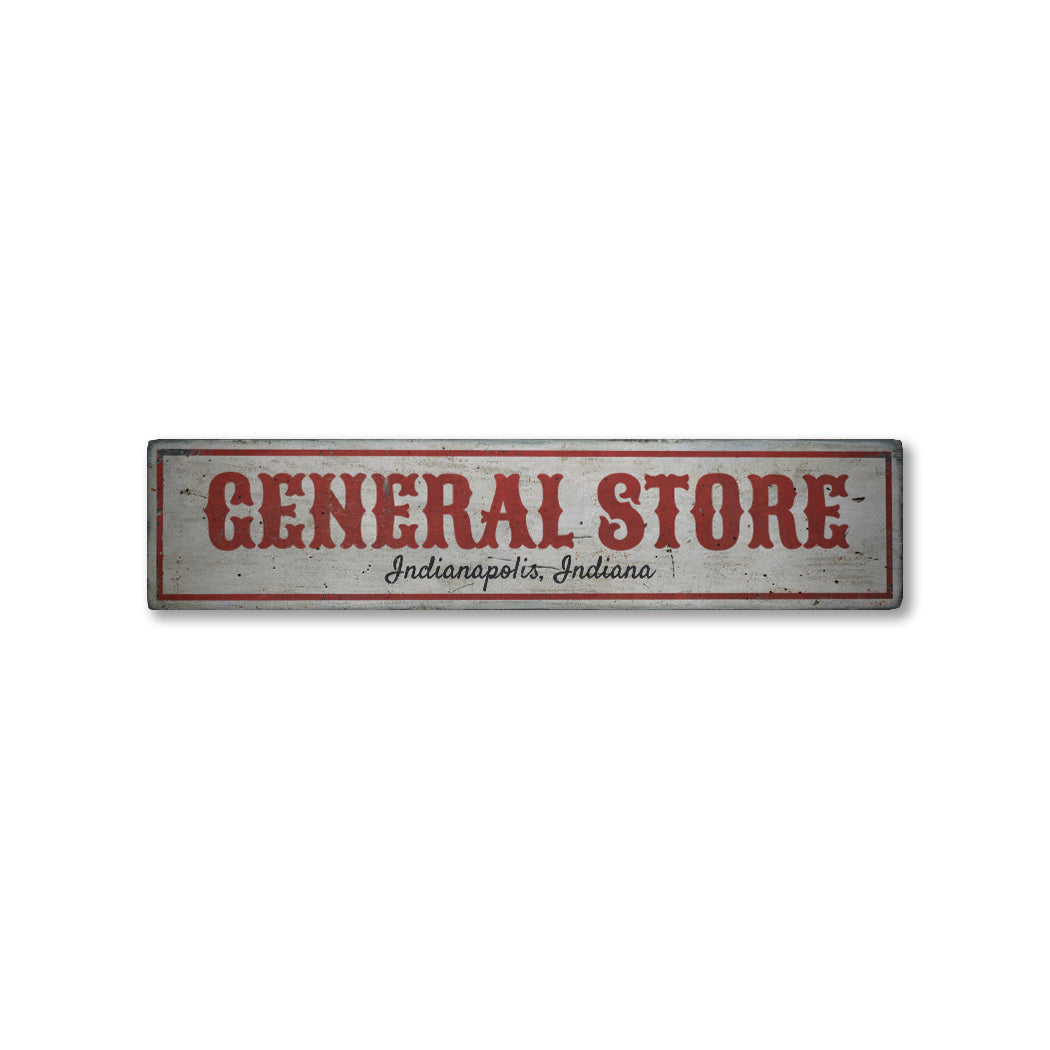 General Store City State Rustic Wood Sign