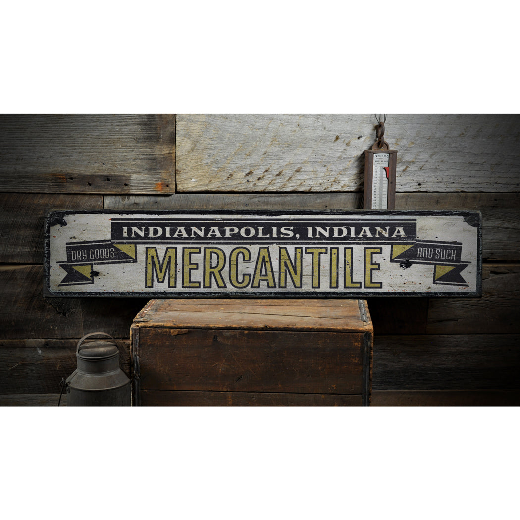 Mercantile Dry Goods Rustic Wood Sign