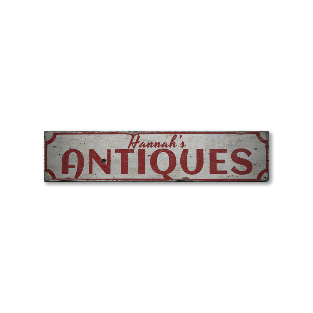 Antiques Rustic Wood Sign