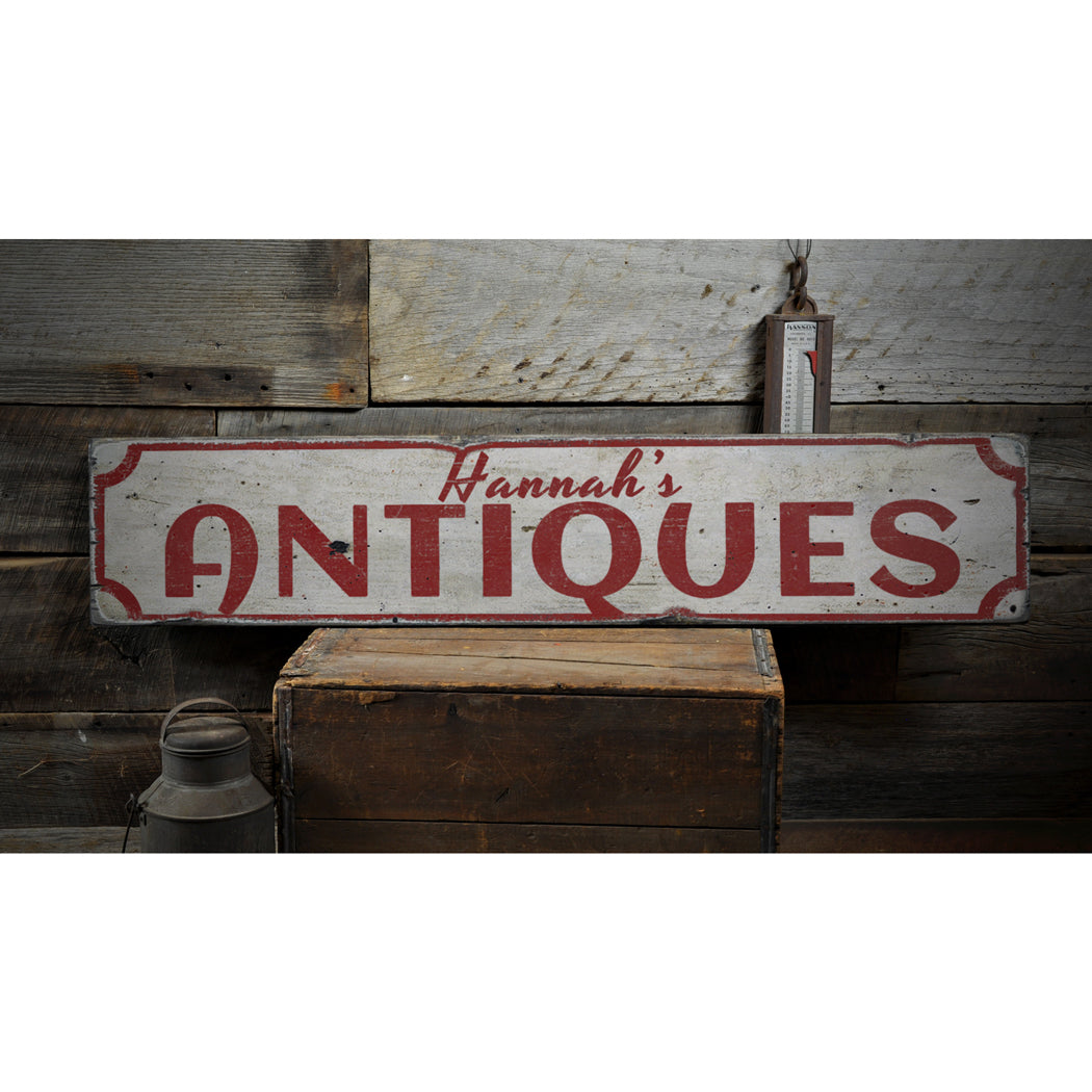 Antiques Rustic Wood Sign