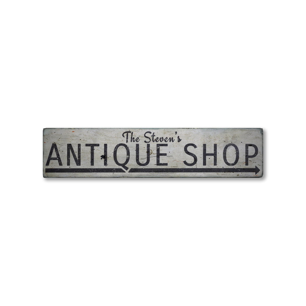 Antique Shop Arrow Rustic Wood Sign