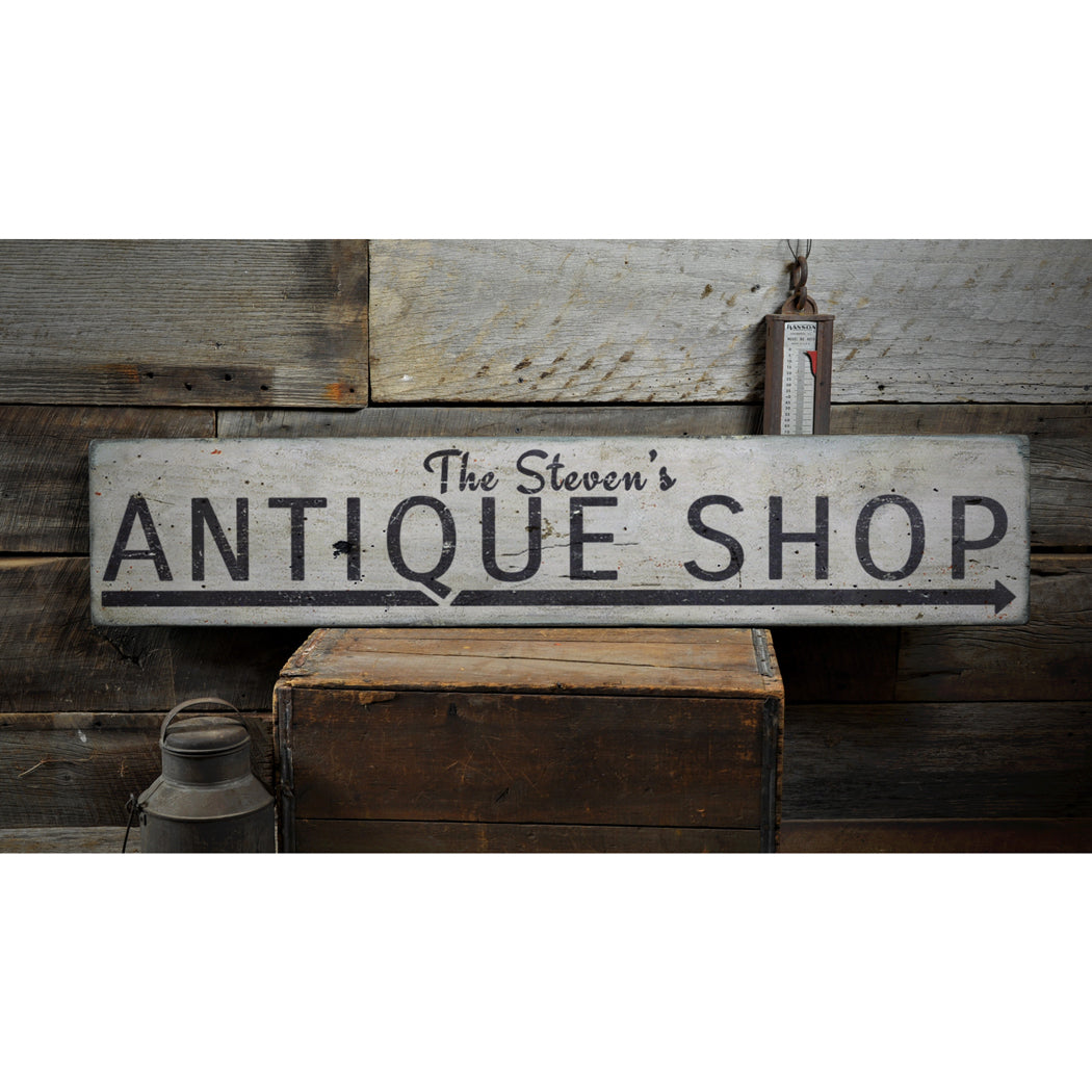 Antique Shop Arrow Rustic Wood Sign