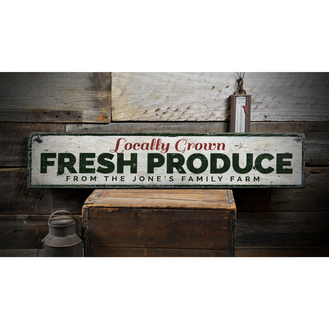 Locally Grown Fresh Produce Rustic Wood Sign