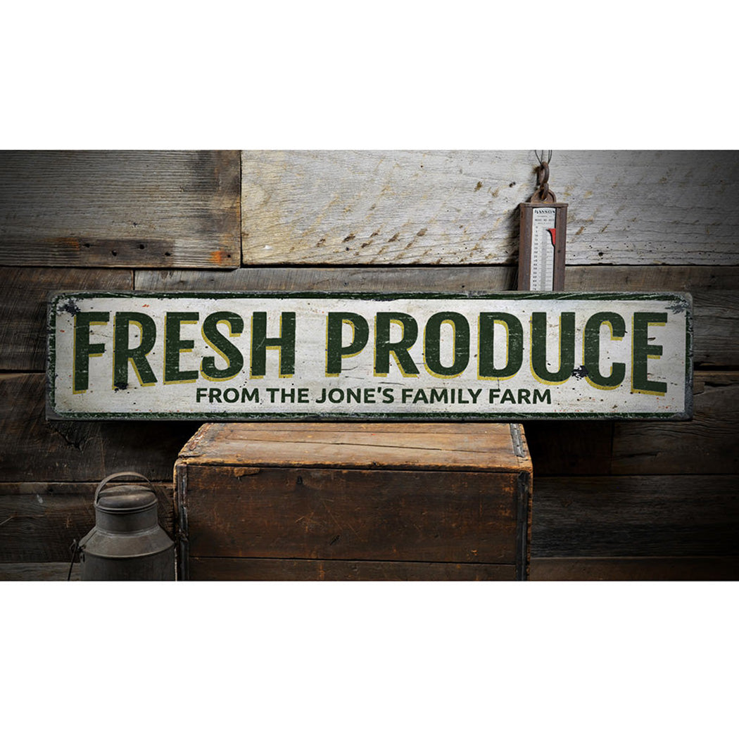 Fresh Produce Rustic Wood Sign