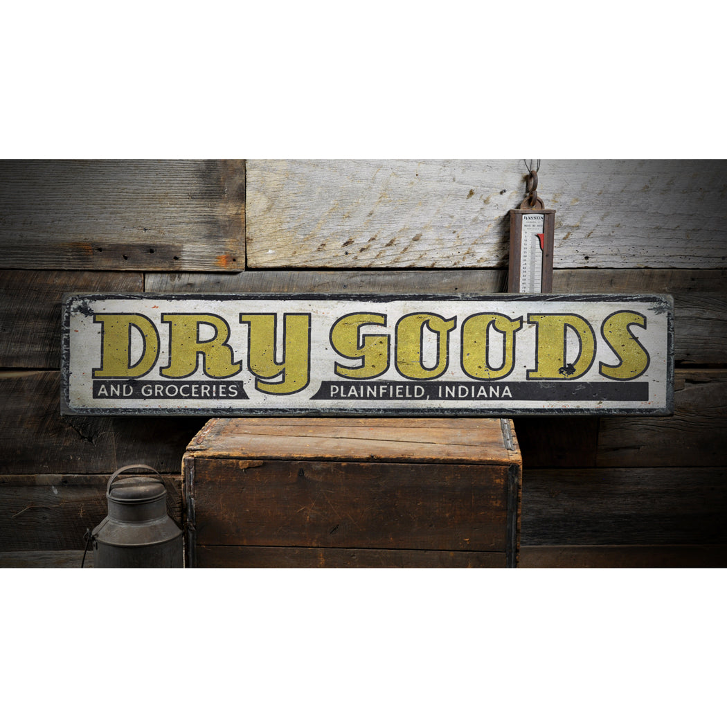 Dry Goods and Groceries Rustic Wood Sign