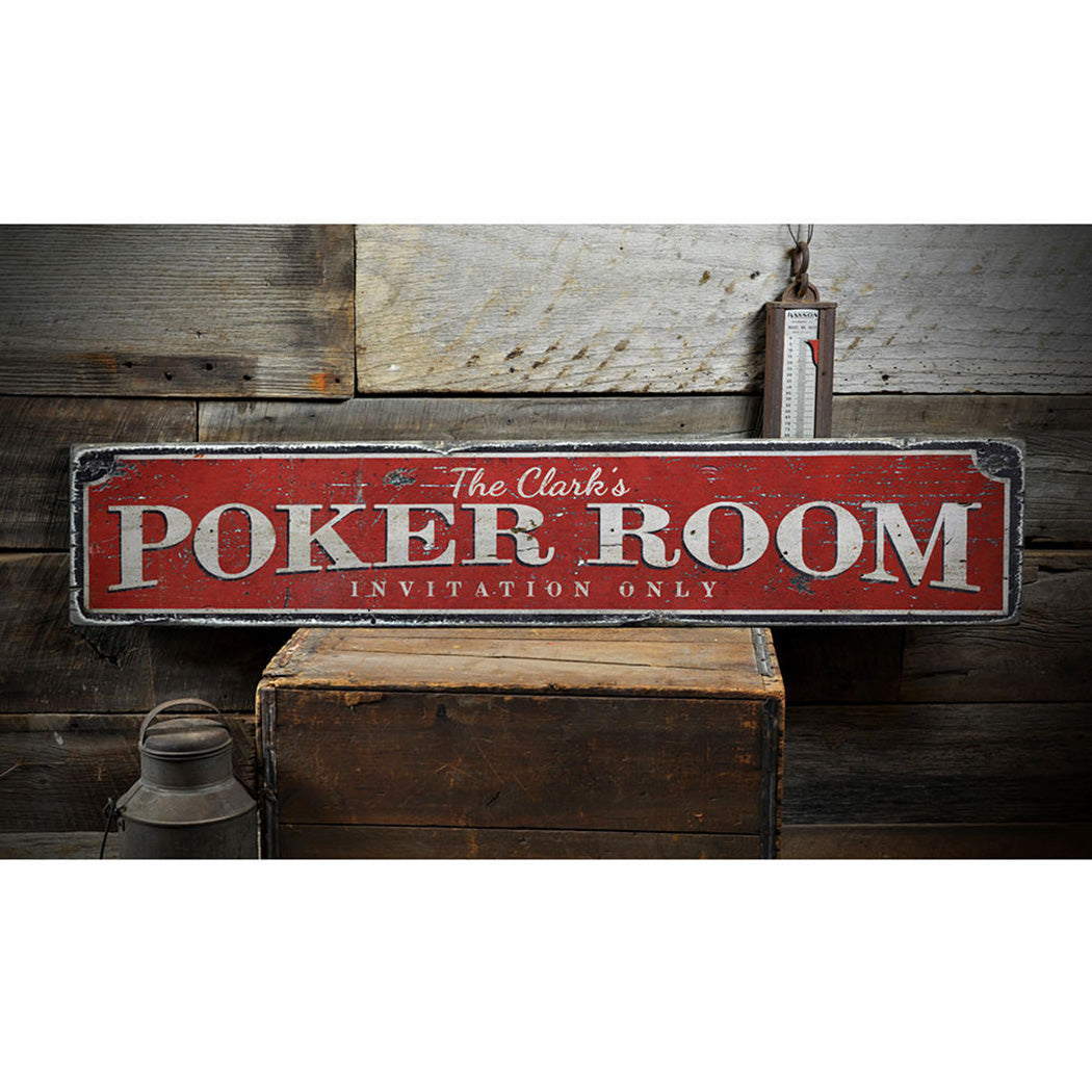 Poker Room Rustic Wood Sign