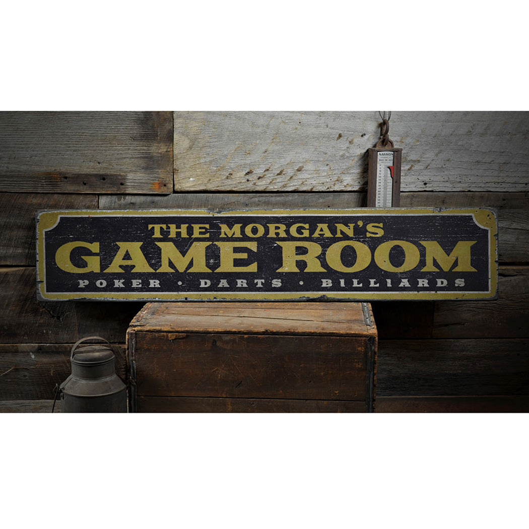 Family Game Room Rustic Wood Sign