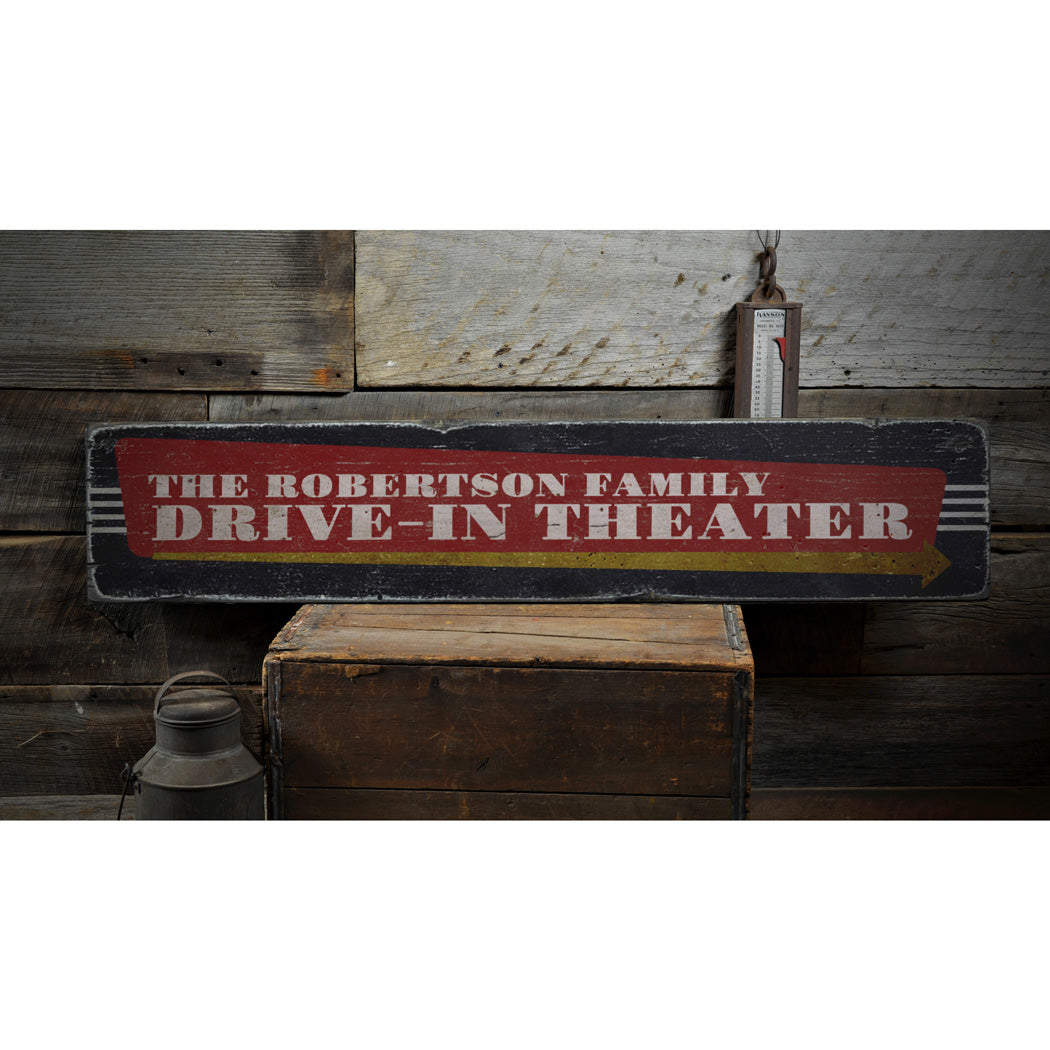 Drive-In Theater Rustic Wood Sign