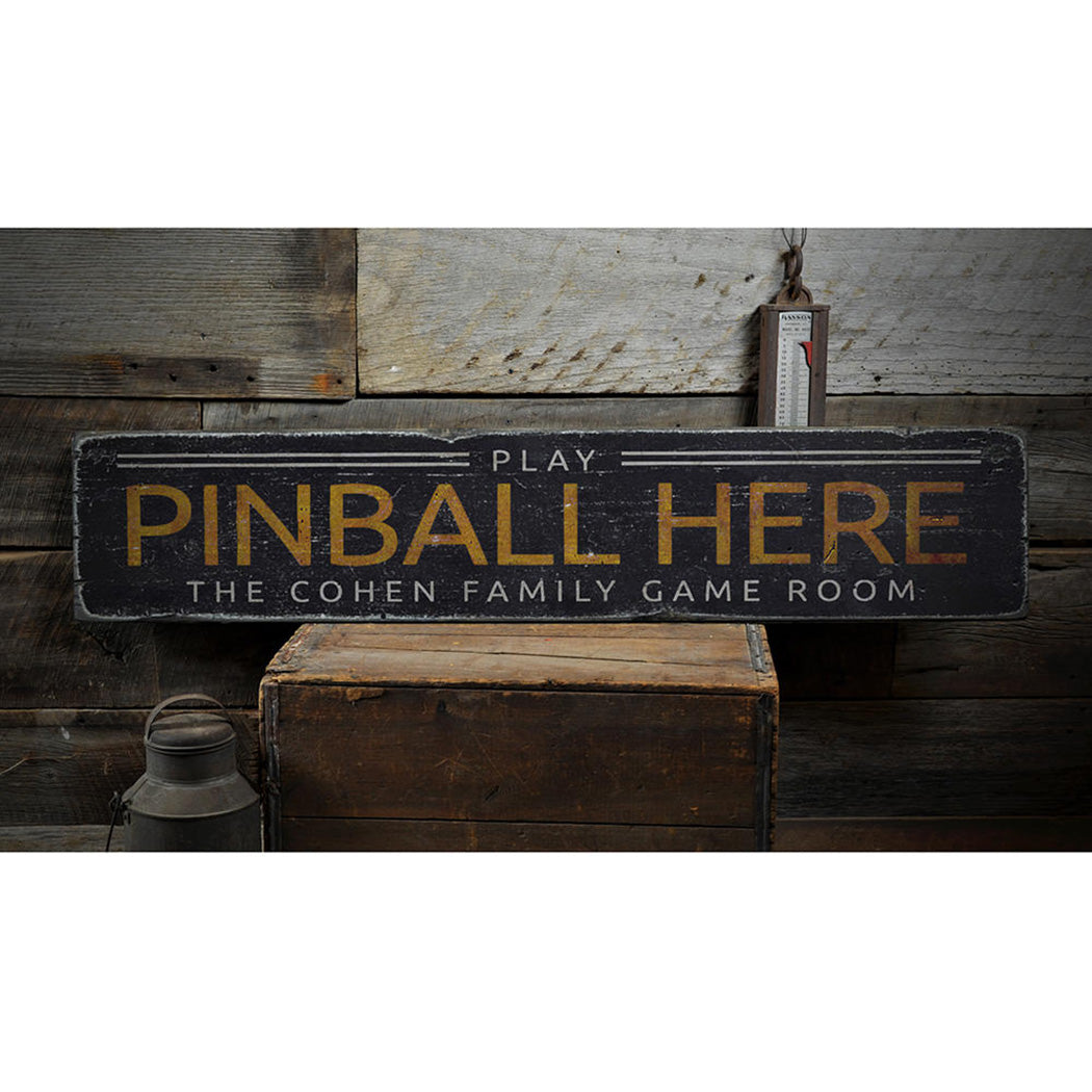 Pinball Rustic Wood Sign