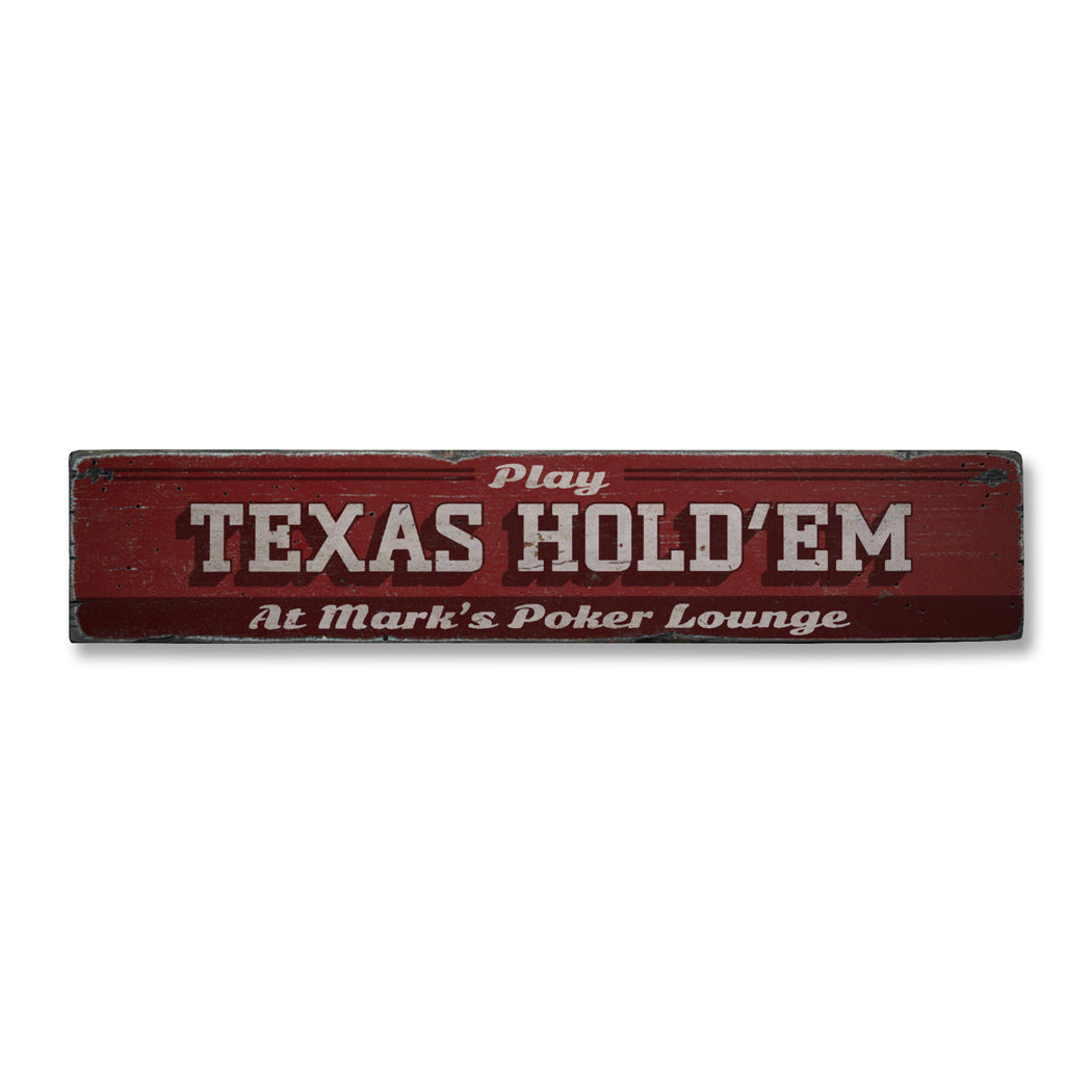 Texas Hold Em Rustic Wood Sign