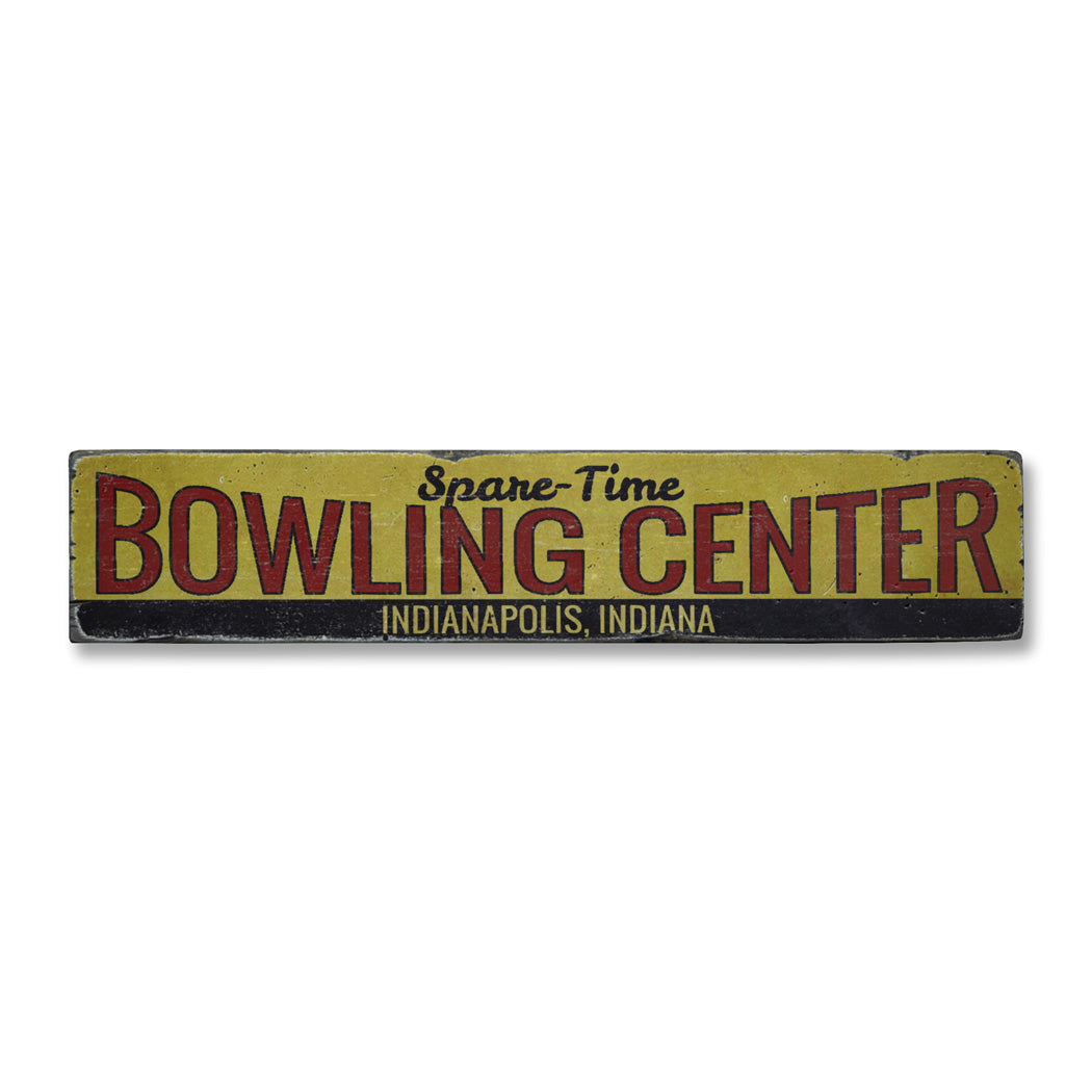 Bowling Lane Rustic Wood Sign