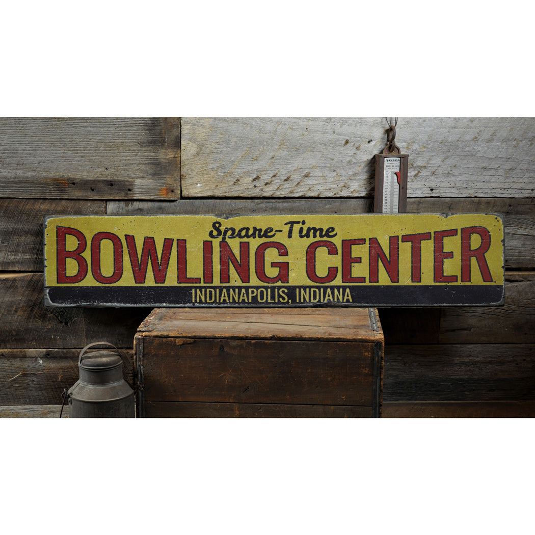 Bowling Lane Rustic Wood Sign