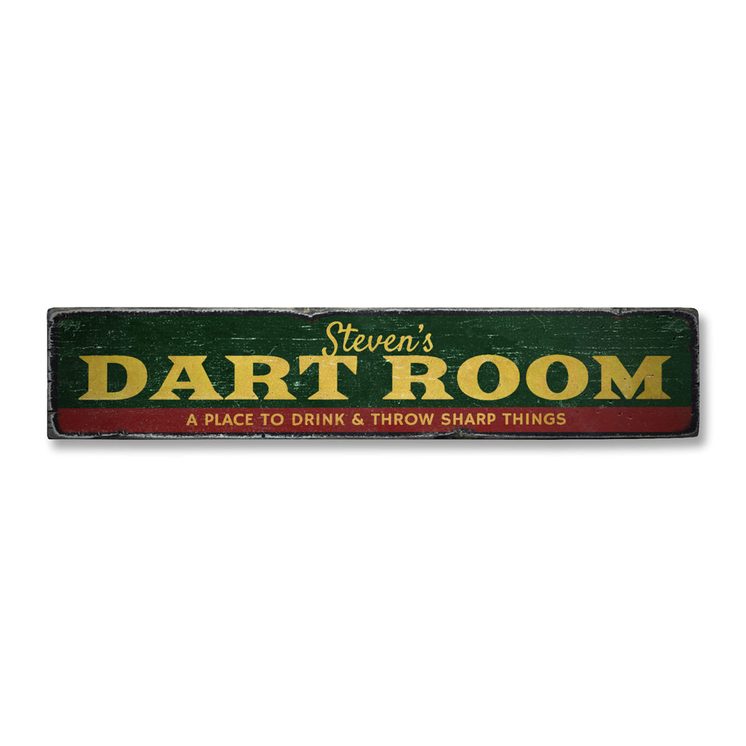 Dart Room Rustic Wood Sign