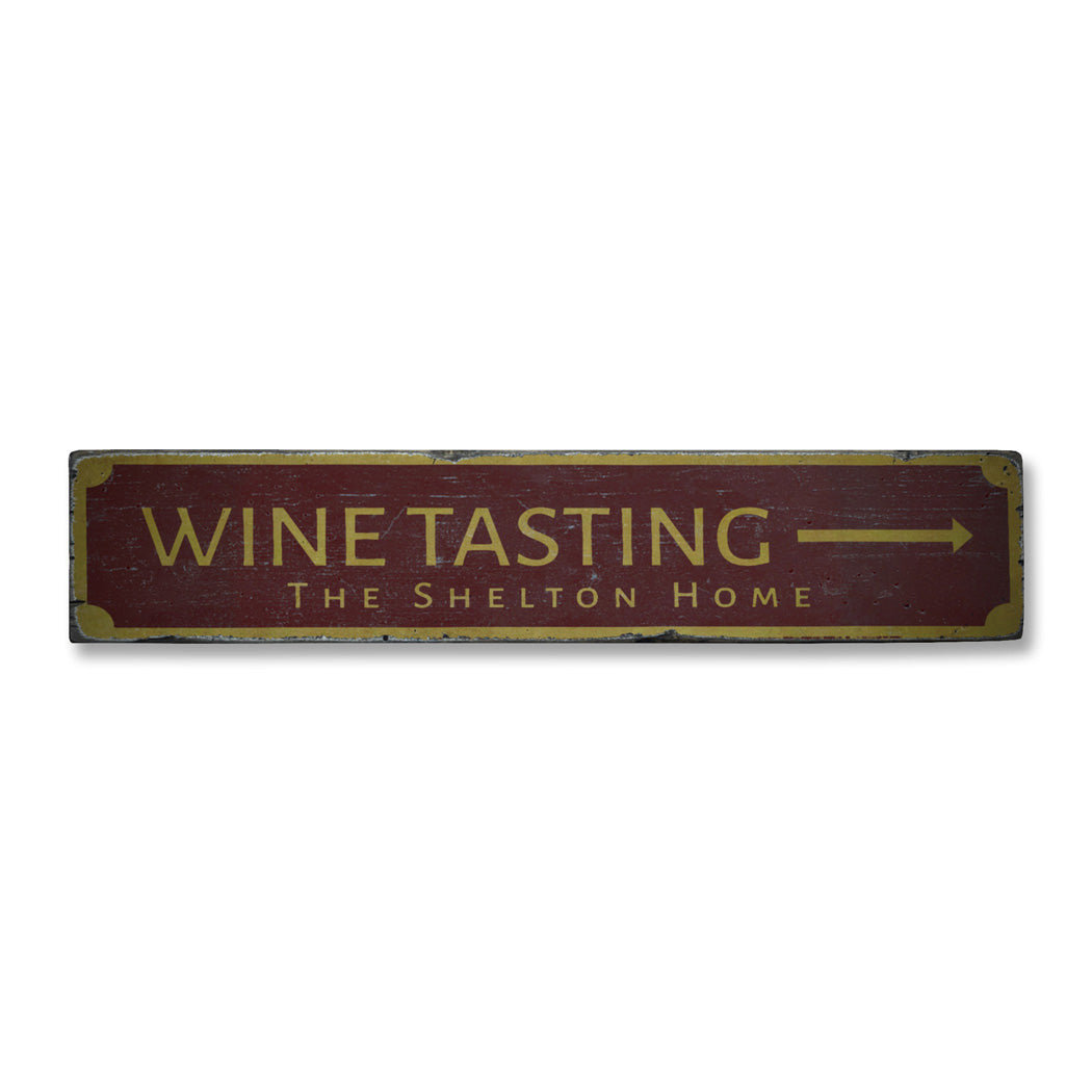 Wine Tasting Arrow Rustic Wood Sign