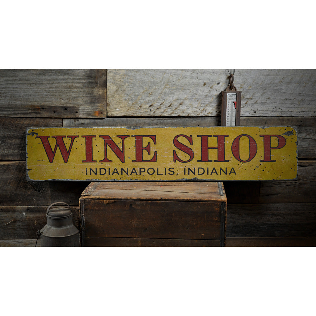 Wine Shop Name Rustic Wood Sign