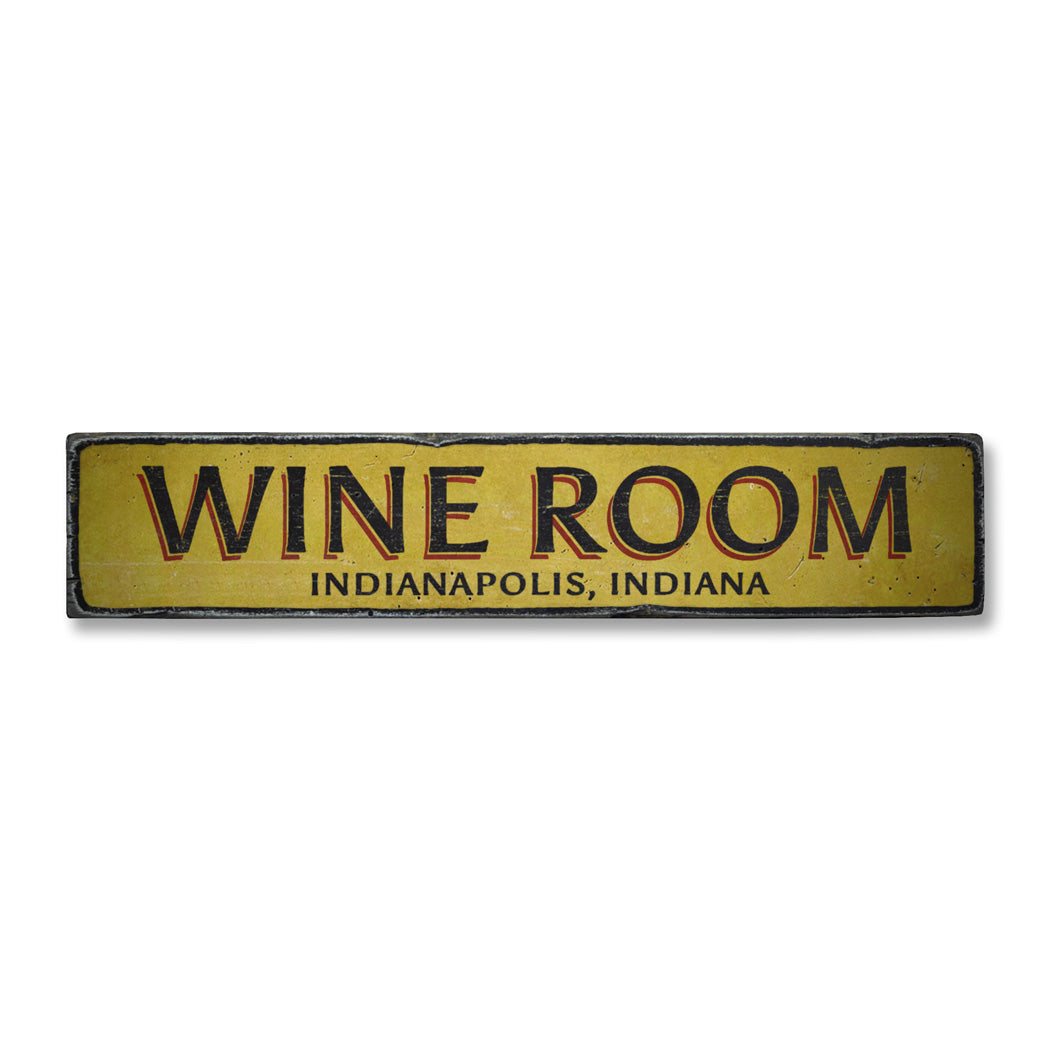 Wine Room Location Rustic Wood Sign