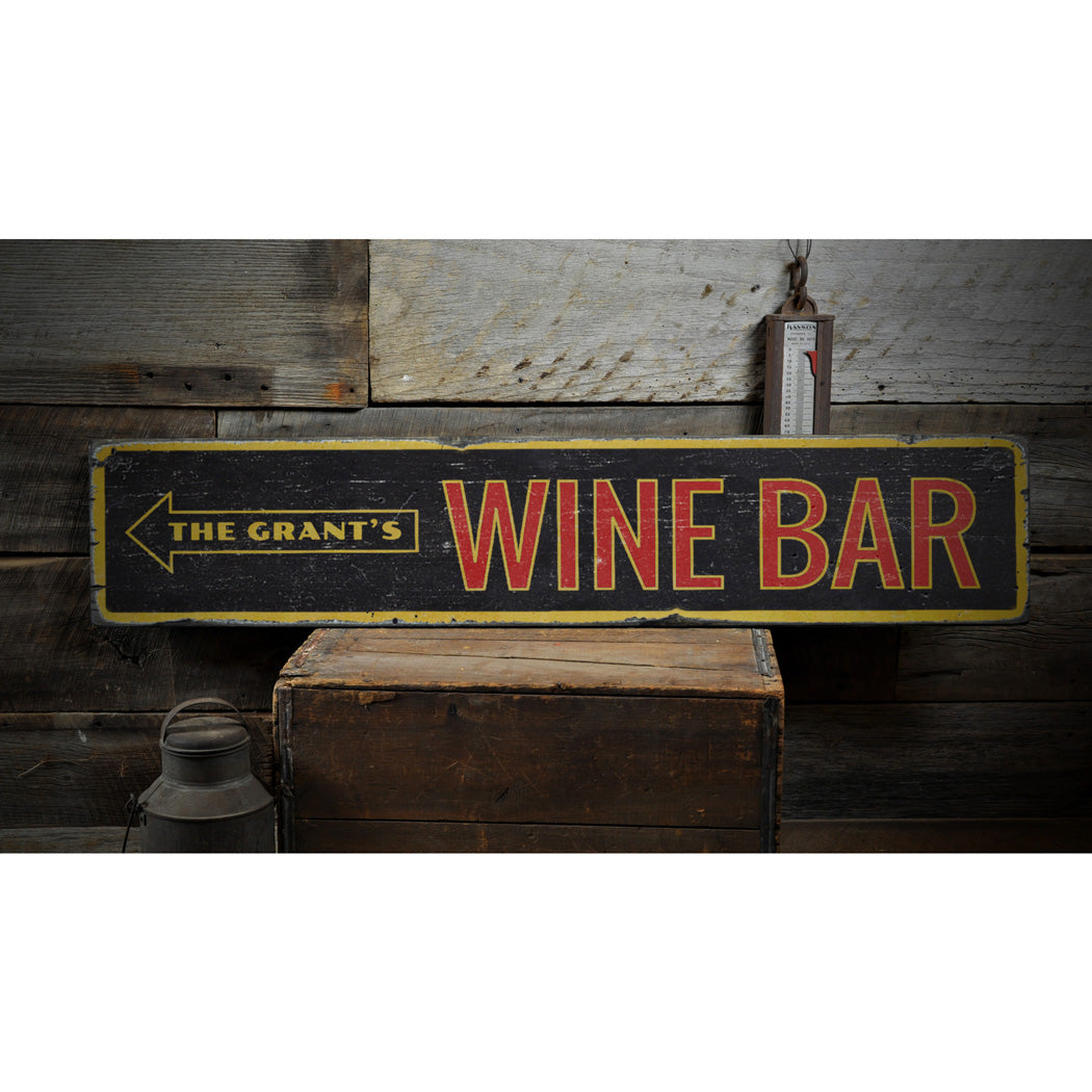 Family Wine Bar Rustic Wood Sign