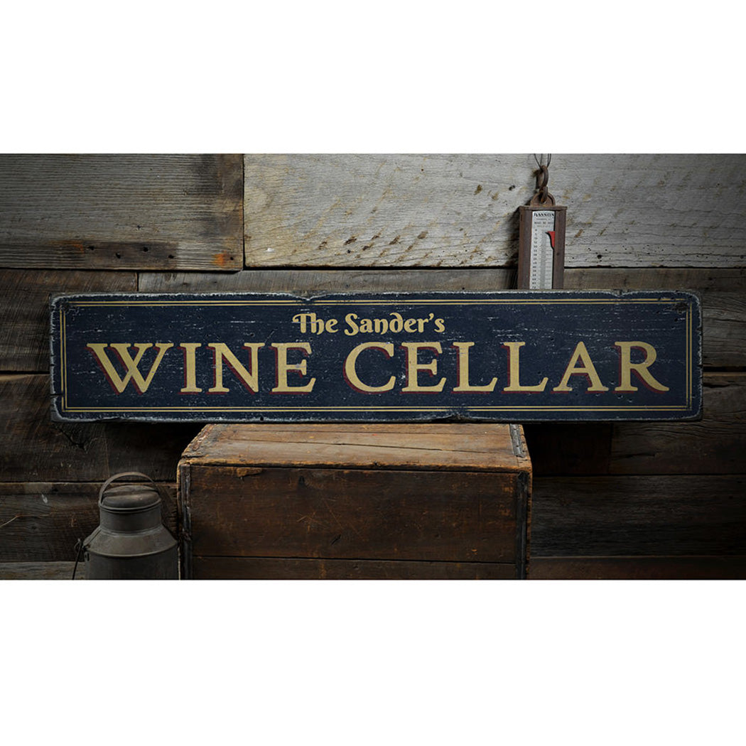 Family Wine Cellar Rustic Wood Sign