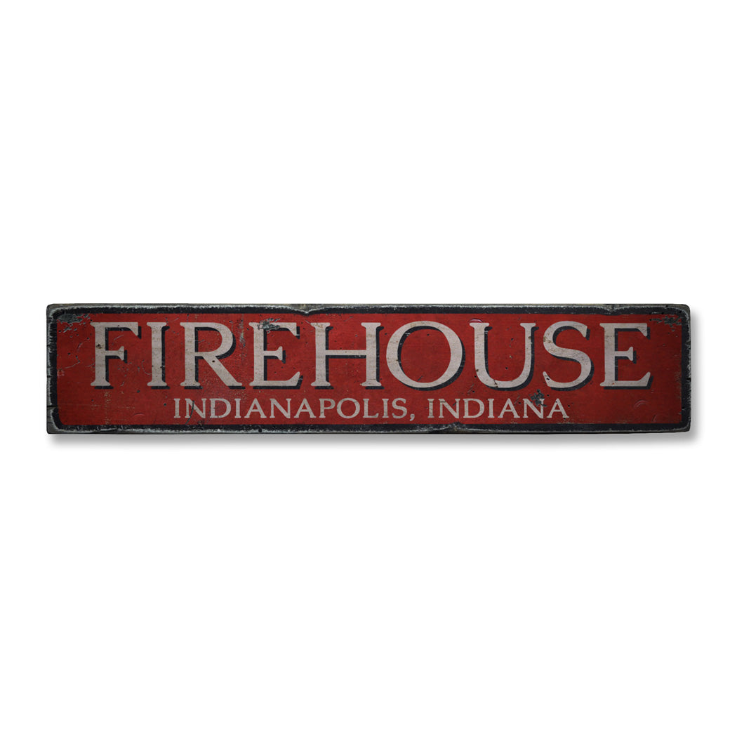 Firehouse Rustic Wood Sign