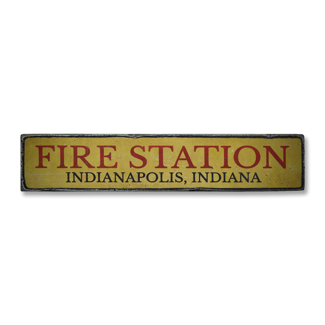 Fire Station Rustic Wood Sign