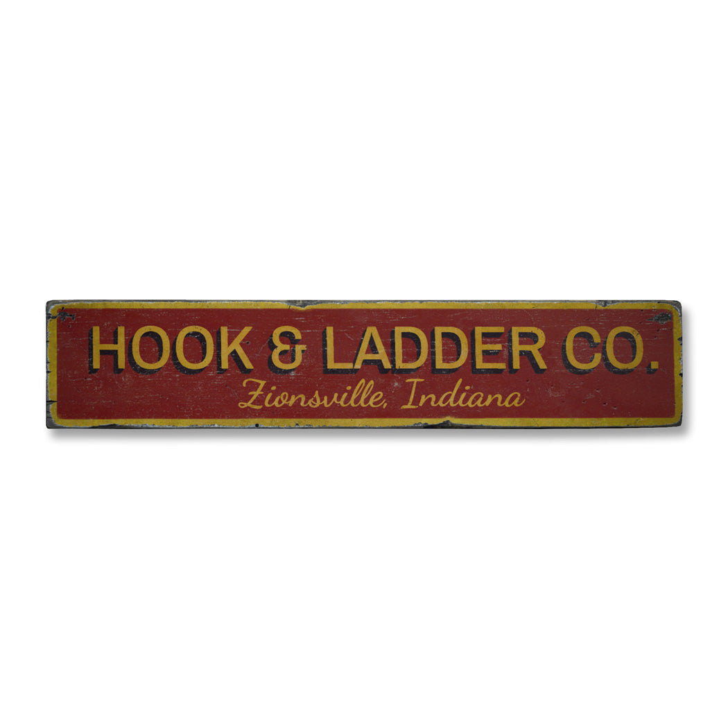 Hook & Ladder Rustic Wood Sign