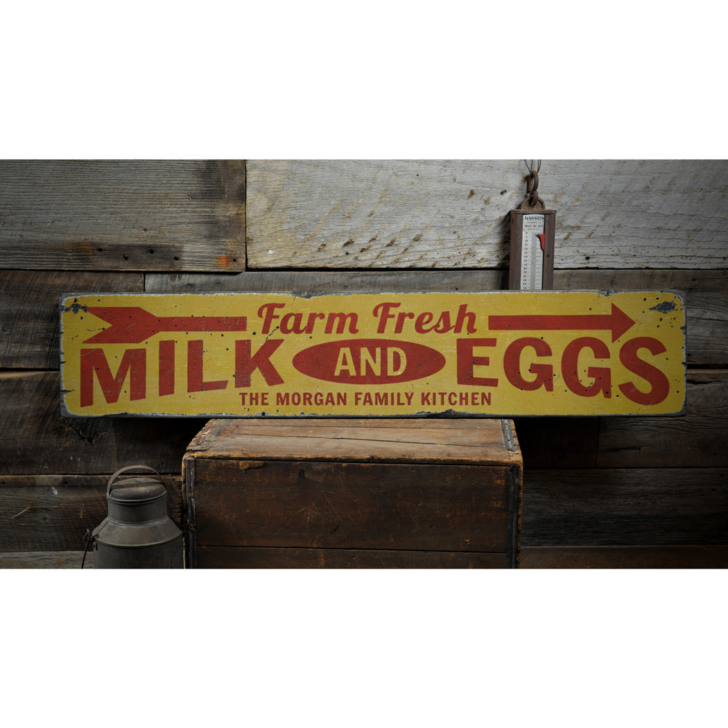 Farm Fresh Milk & Eggs Rustic Wood Sign