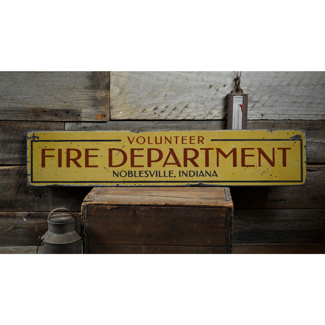 Volunteer Fire Department Rustic Wood Sign