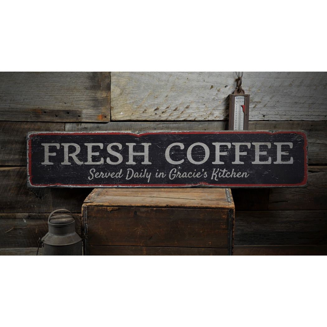 Fresh Coffee Rustic Wood Sign