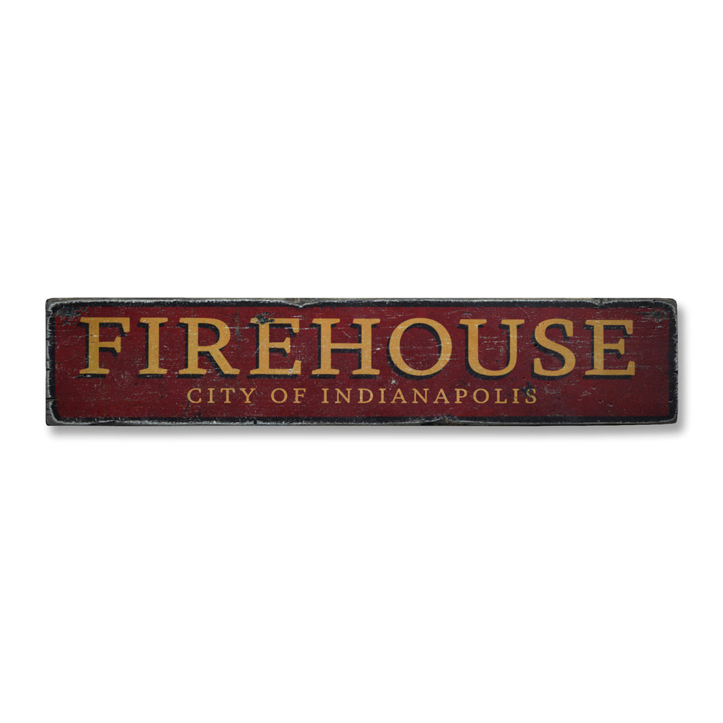 Firehouse City Rustic Wood Sign