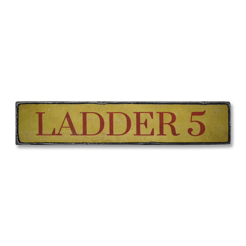 Ladder Number Rustic Wood Sign