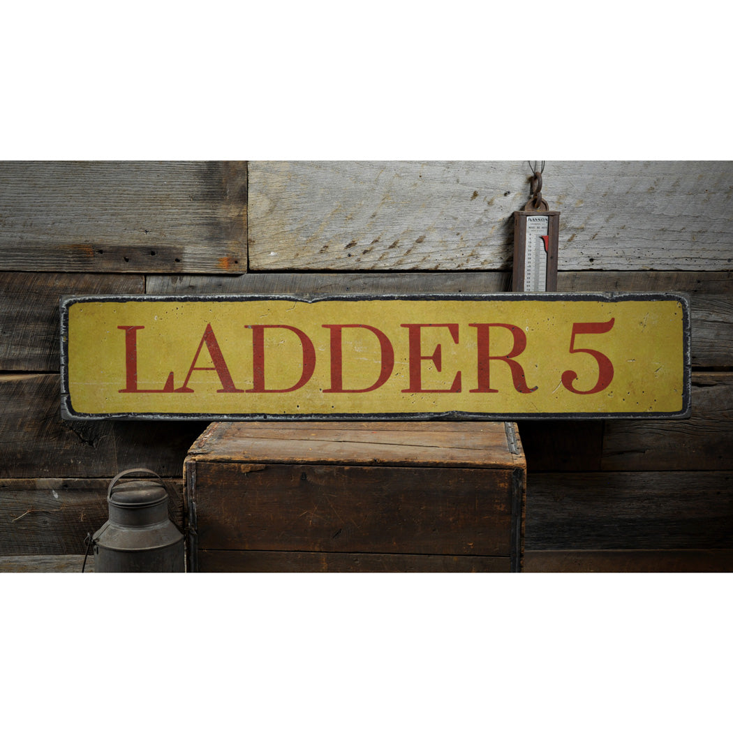 Ladder Number Rustic Wood Sign