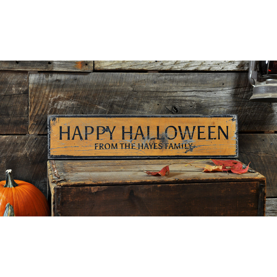 Happy Halloween Family Rustic Wood Sign