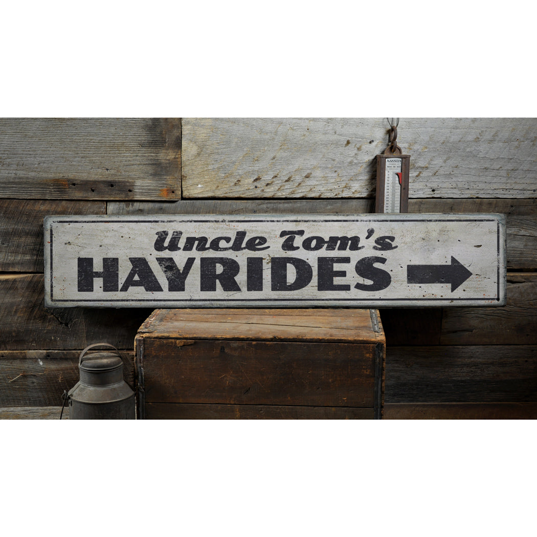 Hayrides Rustic Wood Sign