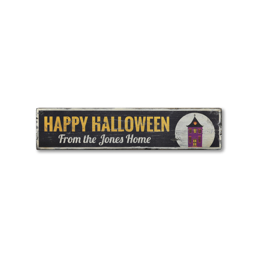 Spooky Haunted House Rustic Wood Sign