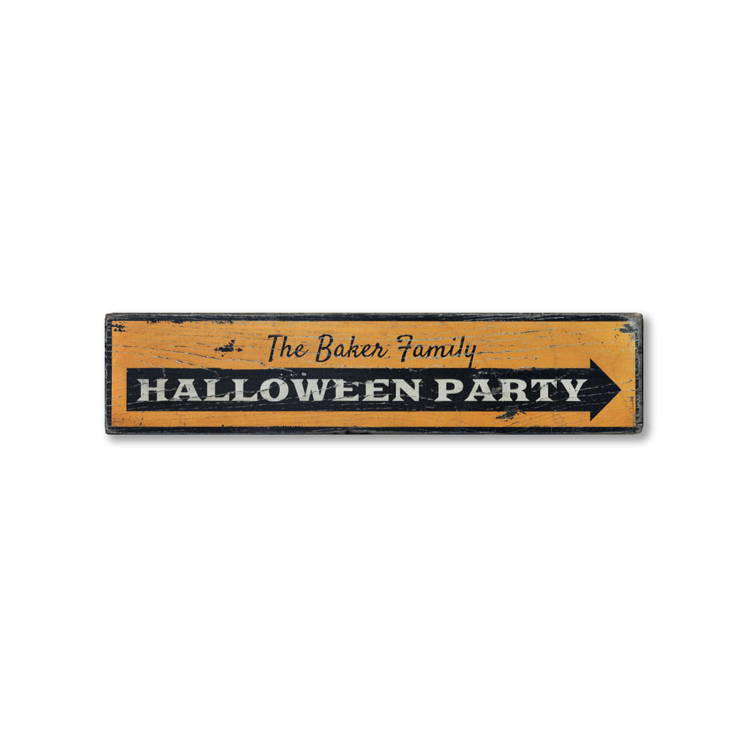 Halloween Party Rustic Wood Sign