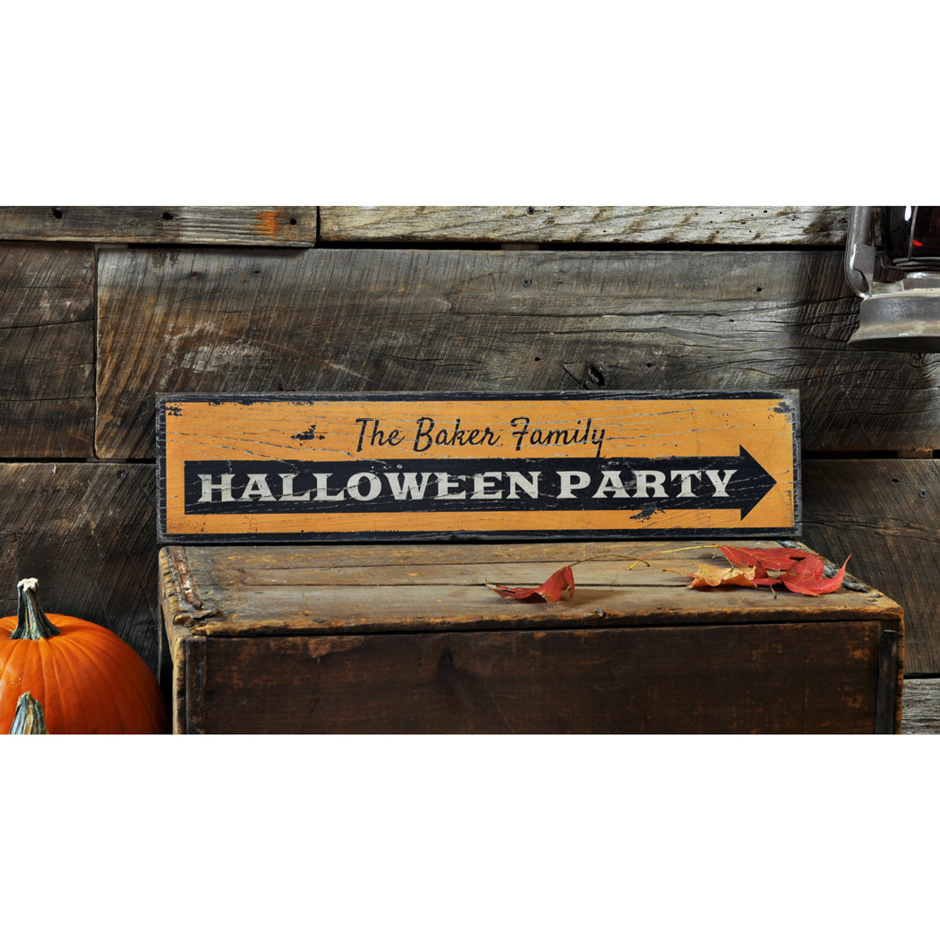 Halloween Party Rustic Wood Sign