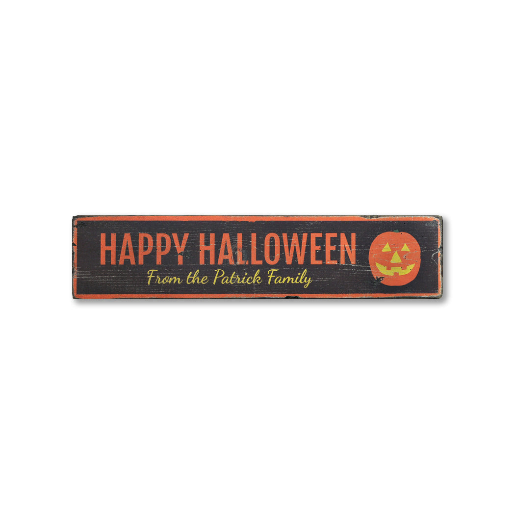 Jack-O-Lantern Halloween Rustic Wood Sign