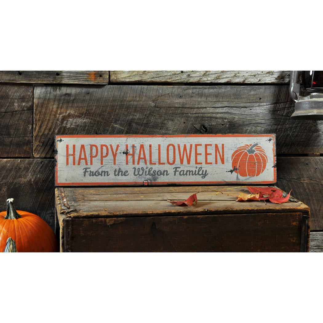 Pumpkin Halloween Rustic Wood Sign