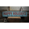 Vintage Happy Holidays Family Rustic Wood Sign