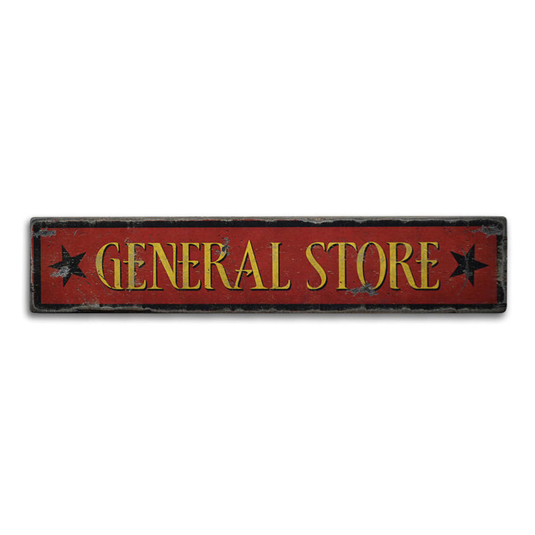 General Store with Stars Rustic Wood Sign