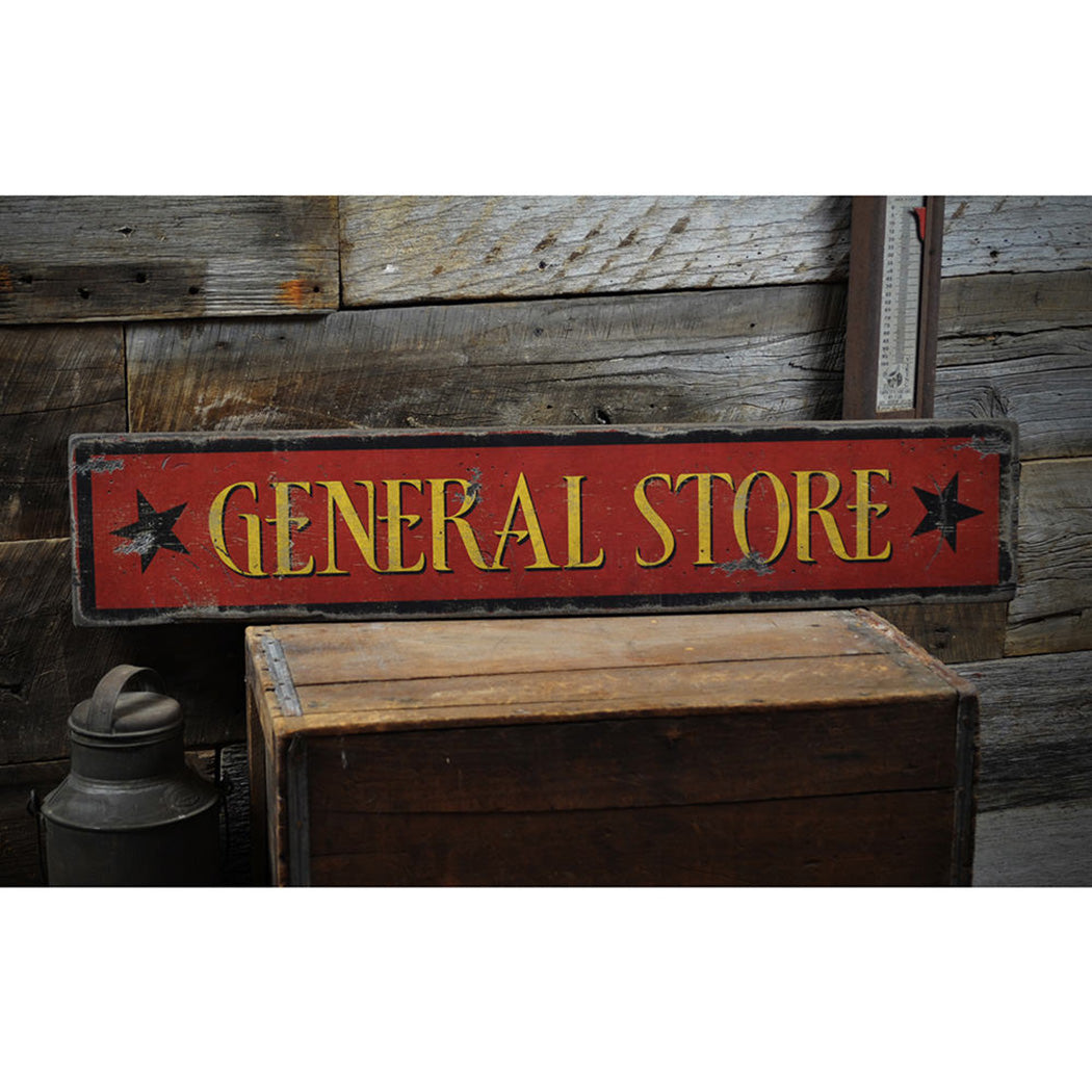 General Store with Stars Rustic Wood Sign