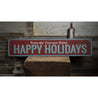 Happy Holidays Family Name Rustic Wood Sign