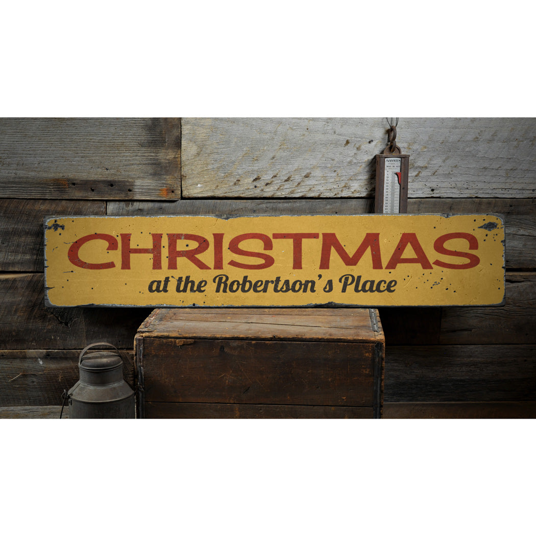 Christmas Place Rustic Wood Sign