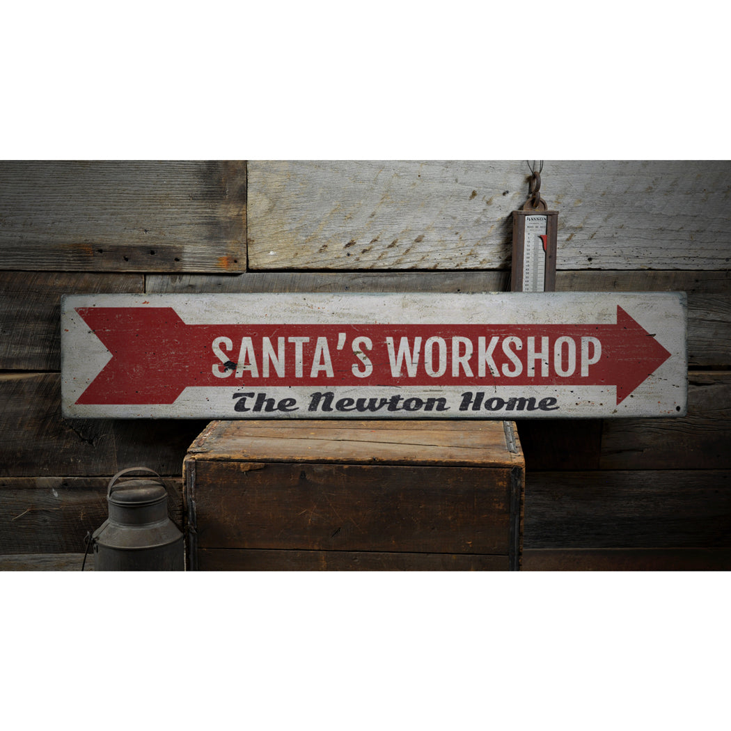 Santa's Workshop Rustic Wood Sign