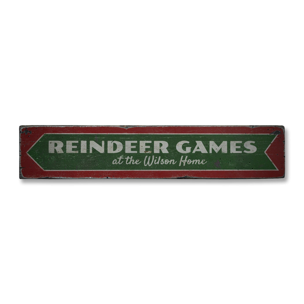 Reindeer Games Rustic Wood Sign