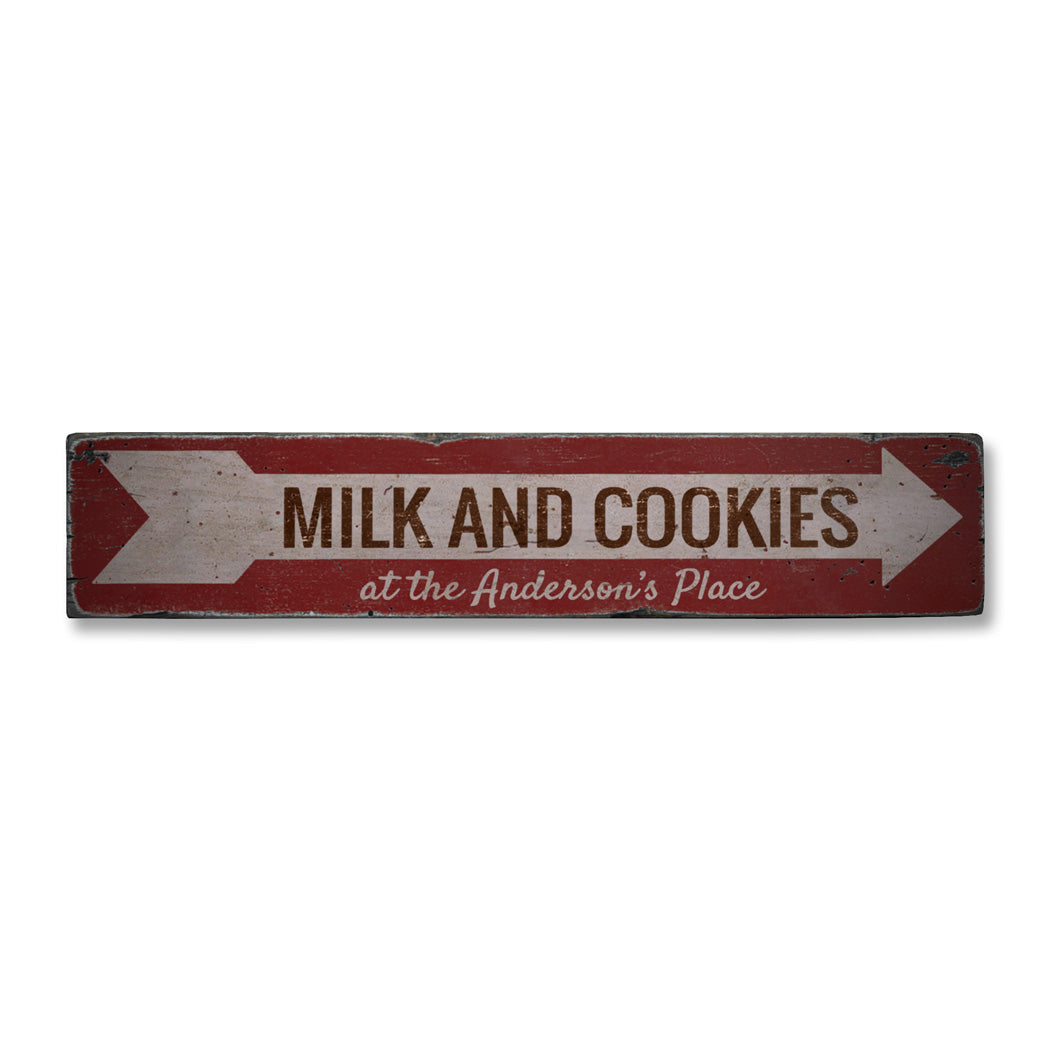 Milk & Cookies Arrow Rustic Wood Sign